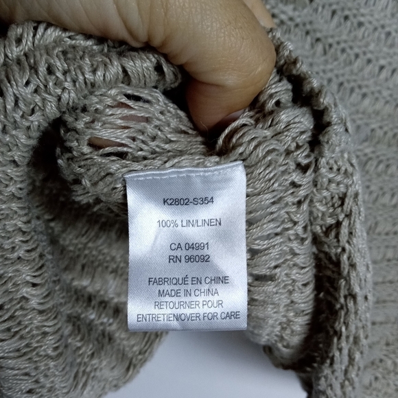 Katherine Barclay Montreal Metallic Brown 100% Linen Open Knit Cardigan sz Small - Picture 9 of 9